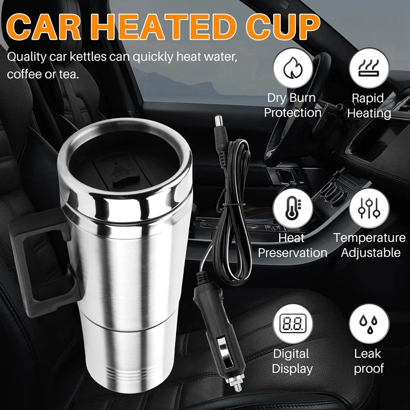 1 Piece 300Ml Electric Car Kettle For Car Travel Insulation Thermal Mug Coffee Cup