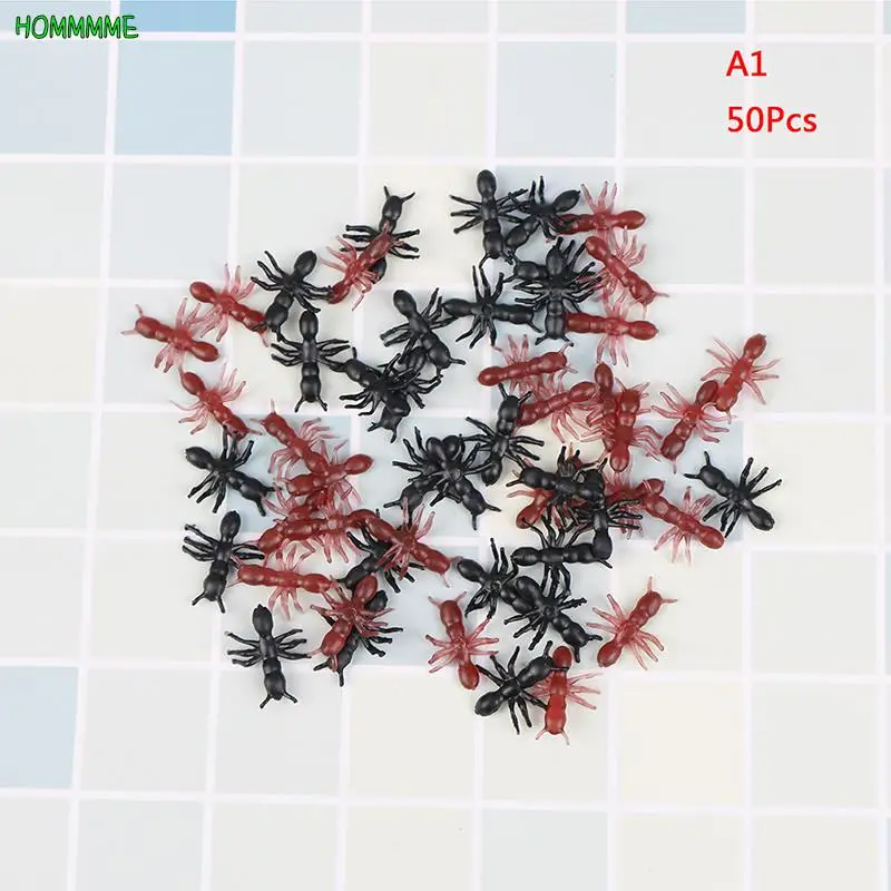 50/100/200Pcs Novelty Simulation Ants Halloween Stimulating Plastic Realistic Ants Pranks Joking Toys Party Supplies