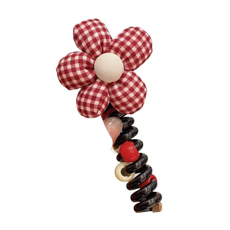 Telefonkabel-Haarband, schadet dem Haar nicht, hochelastisches Gummiband, Perlen-Haarbänder, Damen-Haaraccessoires – Detail 6