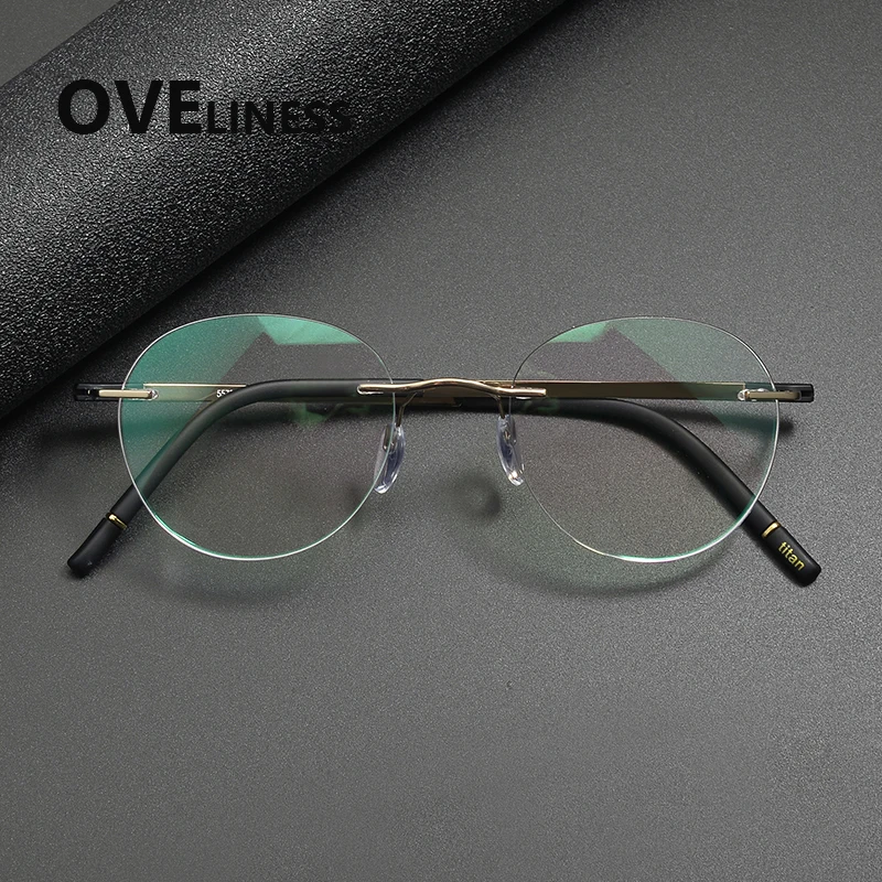 

2026 Pure Titanium Glasses Frame Men New Brand Design Rimless Square Eyeglasses Frameless Women Ultralight Japanese Eyewear