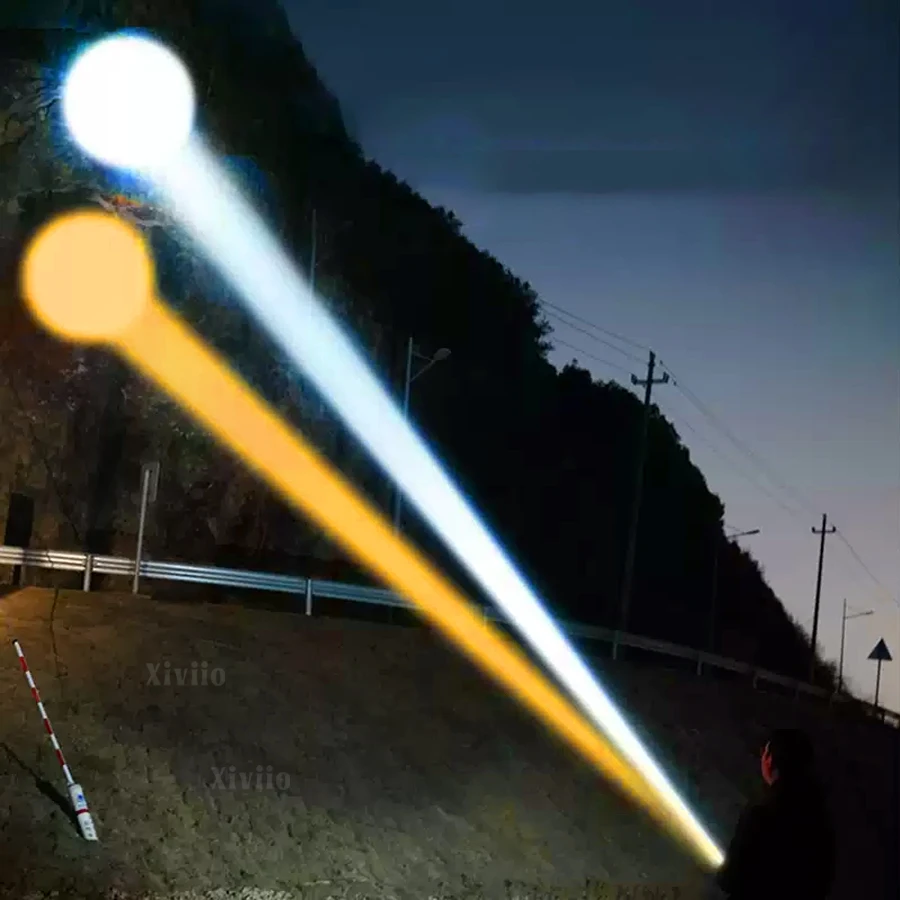 2025 أقوى كشافات أبيض/أصفر ضوء قابلة للشحن LED المصباح 7800 متر عالية الطاقة رئيس مصباح يدوي للتخييم الصيد #2