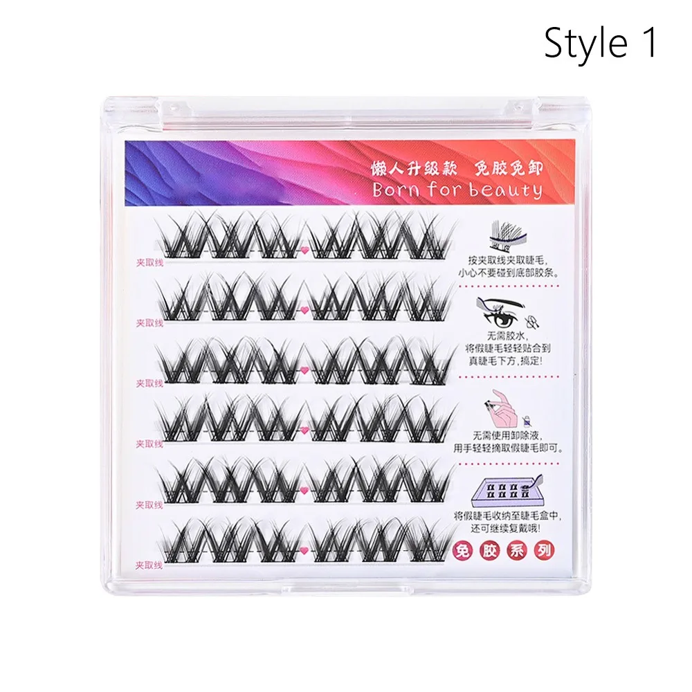 Presse sur cils en grappe auto-adhésifs aspect naturel pas besoin de colle faux cils sans colle cils segmentés réutilisables faits à la main
