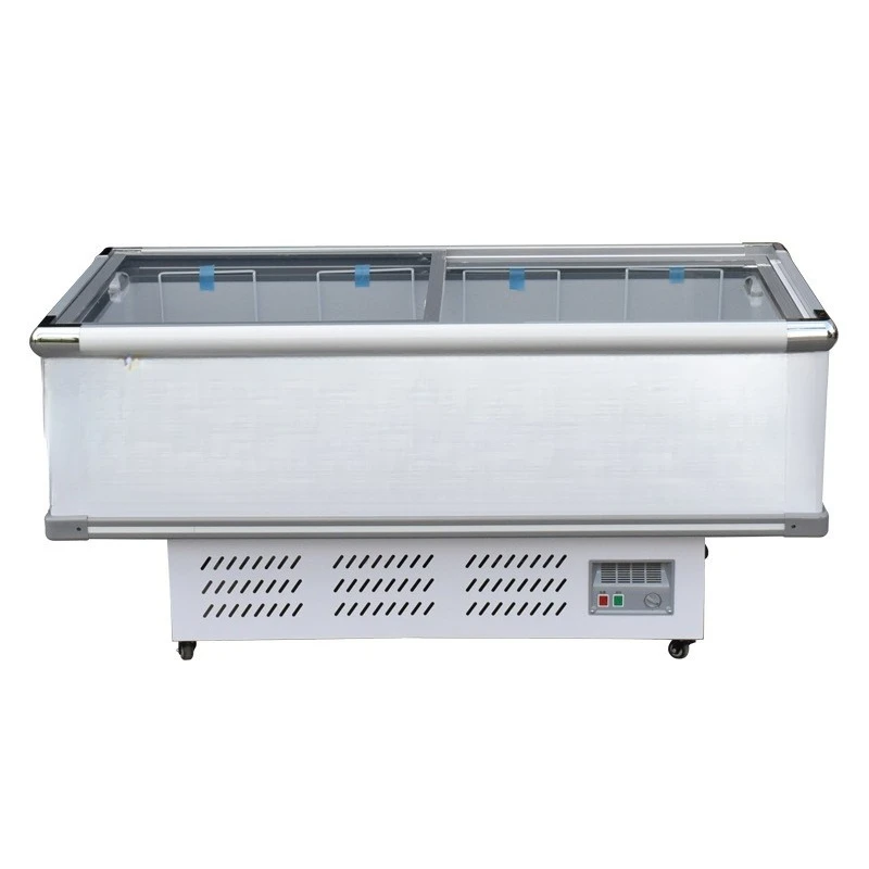 

Horizontal freezer, glass display cabinet Low temperature multi-functional frozen island cabinet Ice cream cabinet, two door fla