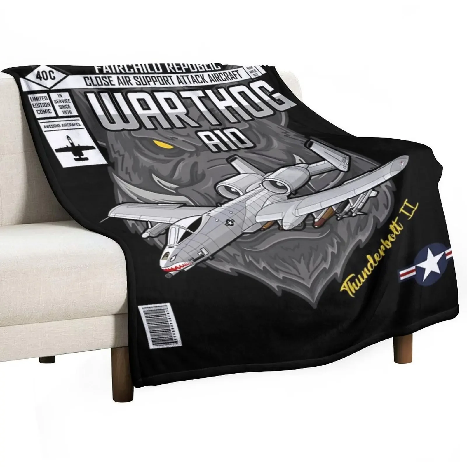 A-10 Warthog Limited Edition Comic Throw Blanket Decorative Throw blankets and throws Furrys Blankets