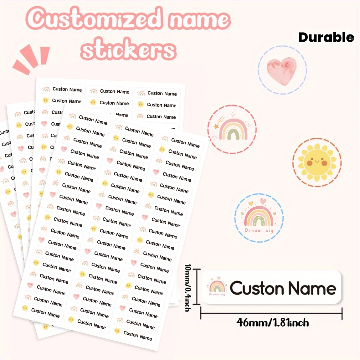 1 Sheet 54Pcs Personalized Name Stickers, Custom Waterproof Name Labels for Bottles, Pens, Lunch Boxes & Everyday Items view 2