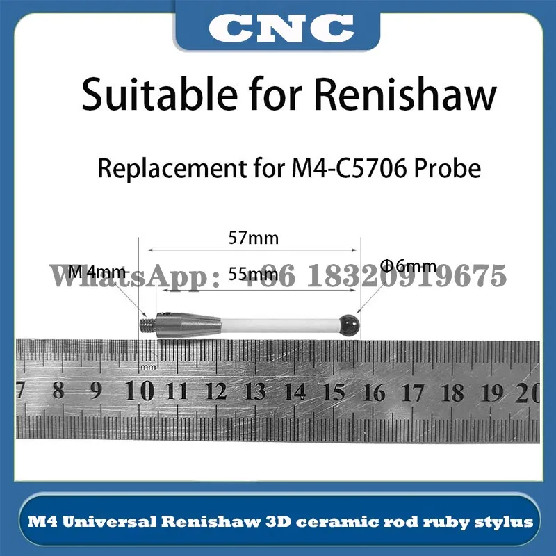 CNC M4 Universal Ceramic Probe replace Renishaw Three-coordinate Ceramic Rod ruby Stylus Probe M4-C5706 MMP25 CF-38 6.0mm