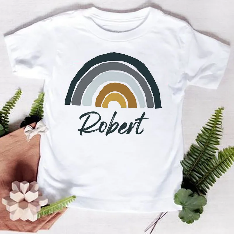 Personalisiertes Regenbogen-T-Shirt mit Namen, Kinder für Jungen und Mädchen, Kleidung, individuelle Kinder-Shirts, Kinder-Baby-T-Shirts, Tops, Kleinkind-T-Shirts