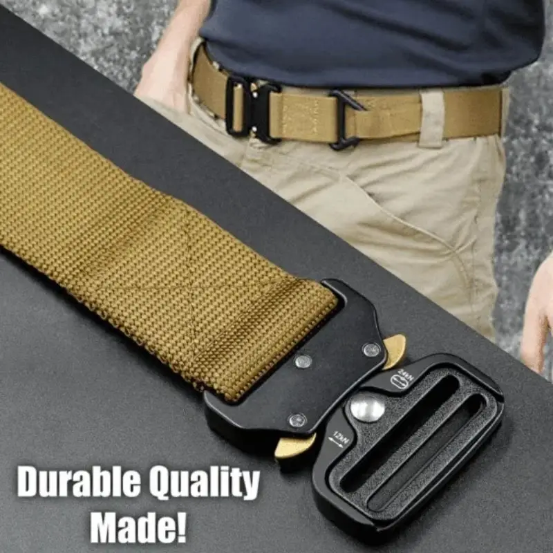 Tactical Nylon Belt Outdoor Mountaineering Multifunctional Belt Canvas Woven Waistband Quick Buckle Military Belt