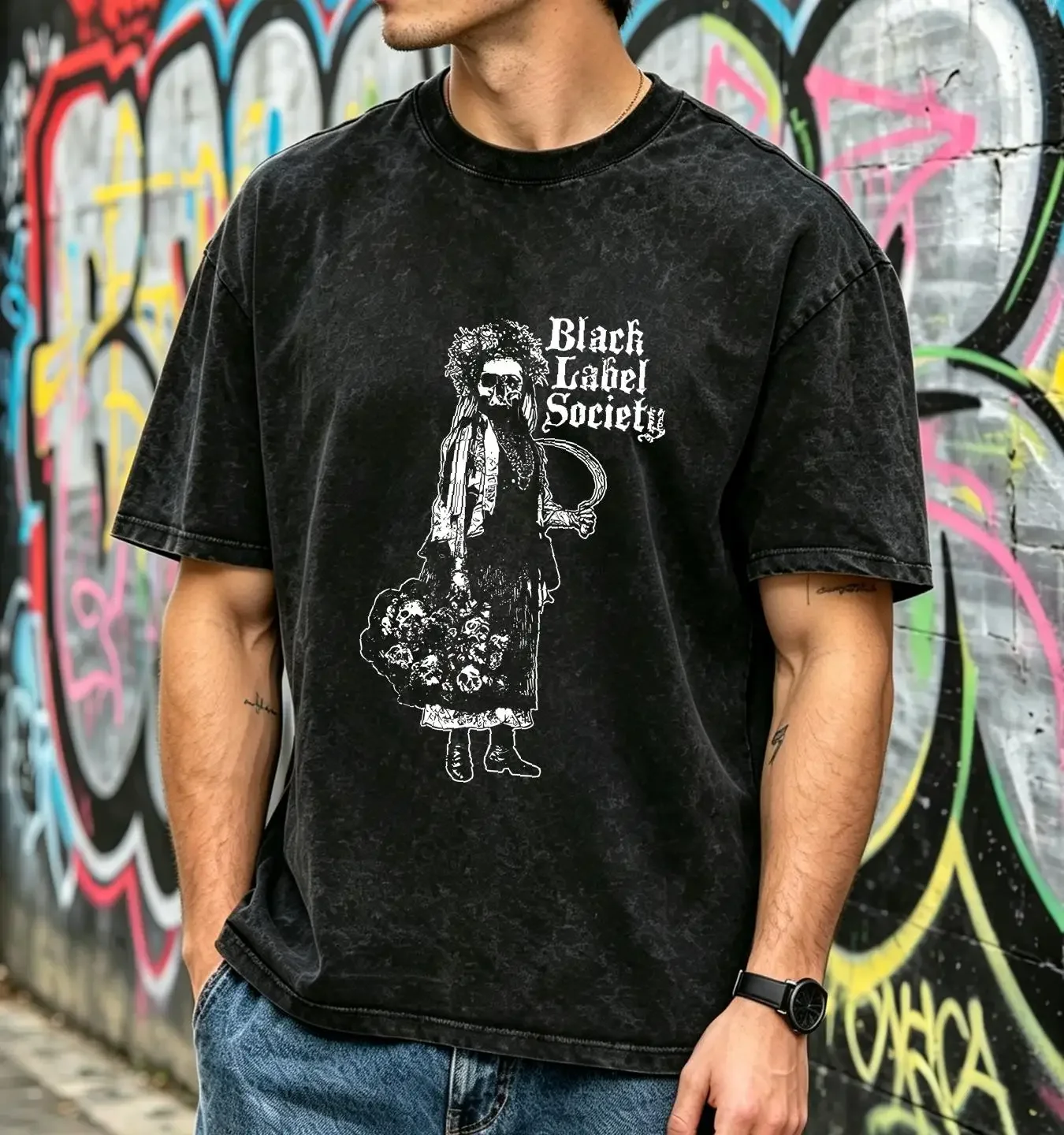 washed T Shirt Ladies Black Label Society Grim Reaper Rock Official Womens Girls vintage Washed Versatile homme Breathable