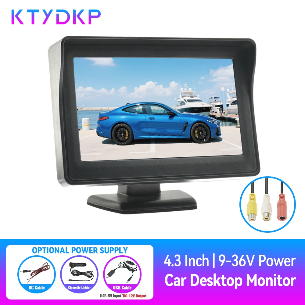 

4,3-дюймовый универсальный автомобильный монитор, HD TFT ЖК-экран для резервной камеры заднего вида, простота установки