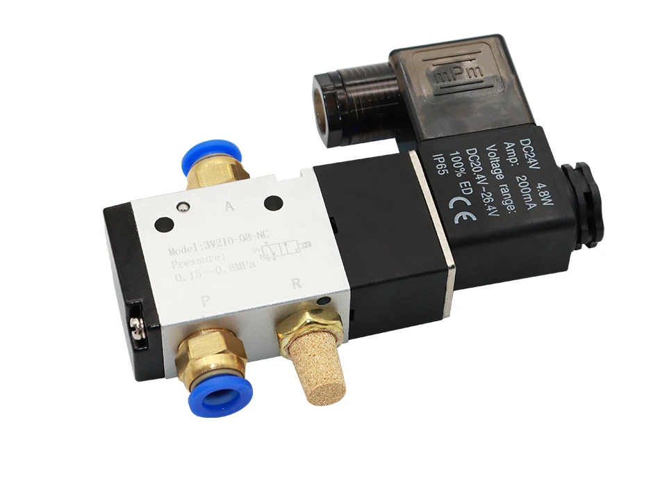صمام لولبي 3 Way Port 2 Position 3V210-08 Pneumatic Air Solenoid Valve Electric Control Gas Magnetic Valve DC12V DC24V AC110V AC220 الغاز والوقود — تفصيل 2
