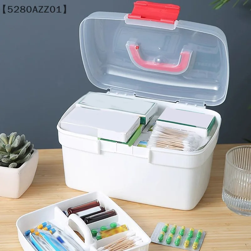〔HMA58〕Portable Medicine Storage Box Large Capacity Medicine Kit Family Hand First Aid Chest Simple Travel Emergency Box