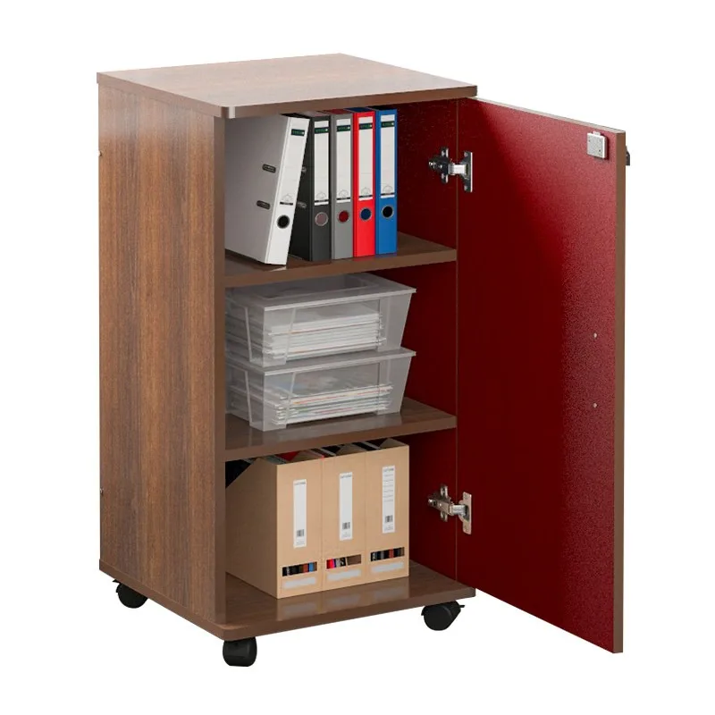 

Передвижной напольный шкаф, офисный шкафчик, запирающийся на замок, с боковой дверцей, трехъярусный, с одной дверцей, шкаф для хранения, низкий, на колесиках