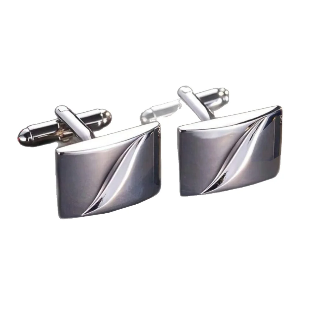 Geometric Streamline Metal Cufflinks Smooth Dual Tone Streamlined Sleeve Studs Men's Business Dress Sleeve Nails Decoration