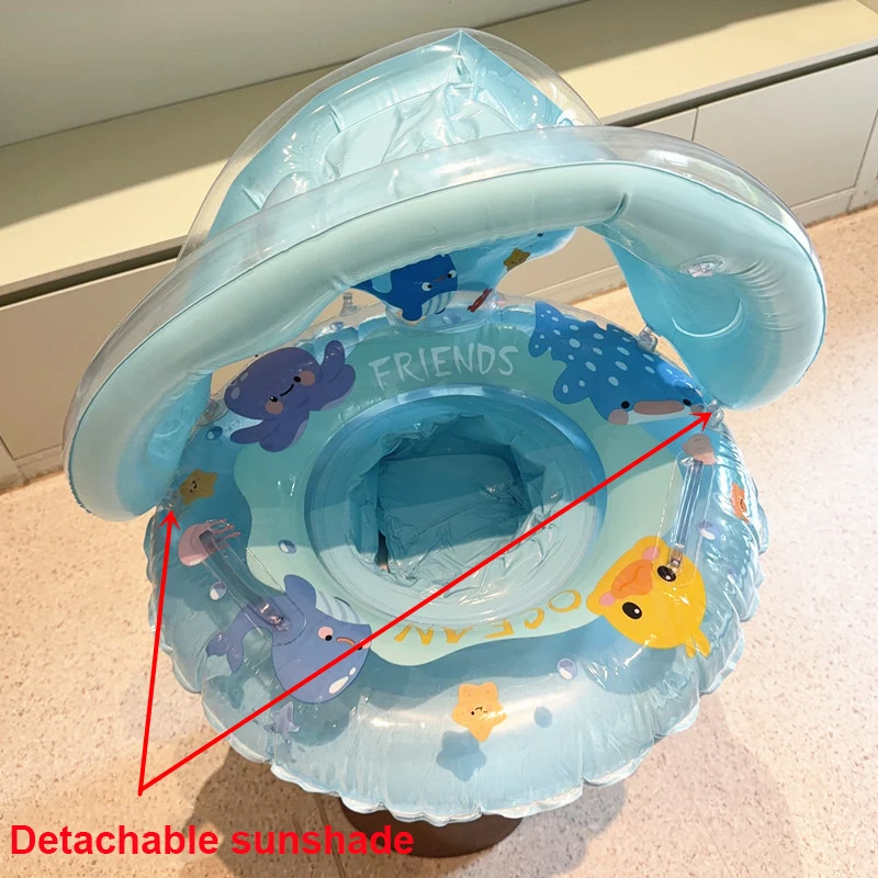 1Pcs Inflatable ﻿Pool Float Swim Tube Detachable Sunshade Swimming Ring Summer Beach Water Swim Floating Toys ﻿ view 6