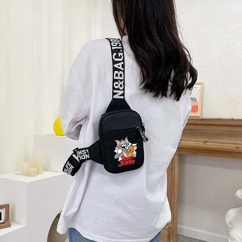 

Tom and Jerry Shoulder Bags Cartoon Anime Pattern Print Crossbody Bag Women Men Portable Large Capacity Handbags Party Gifts New