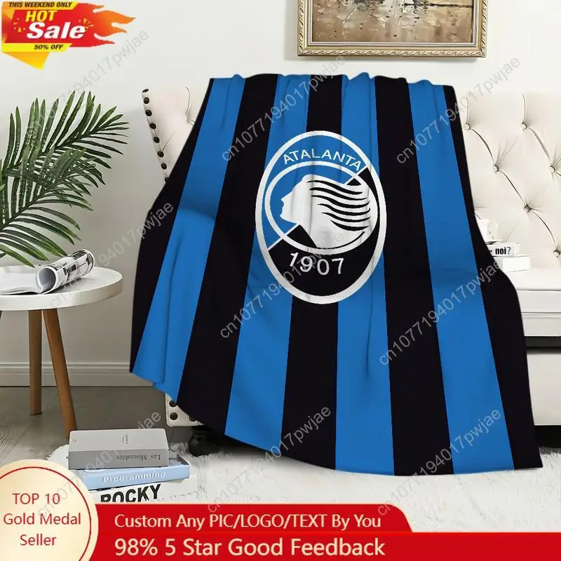

Soccer Football Team Blanket Plush Nap Sofa rug for Living Room A-Atalanta-A Warm Office Bedroom Birthday Home Travel Kid Gifts