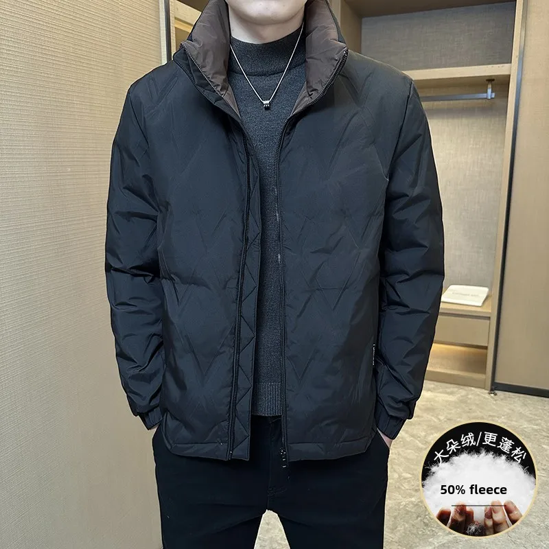

Autumn Winter 2025 New Sle Men's Youth Thiened Du down Jaet Outdoor Stand Fit Polyester Fiber 00% Stand Collar Coat