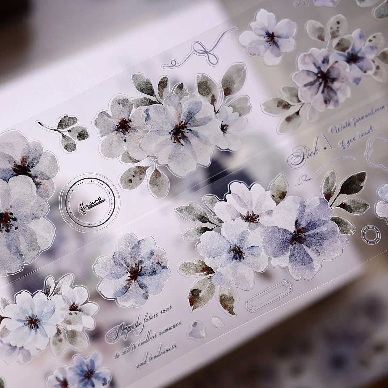 

Новая декоративная лента XBJ Salt Mist Blue Branch Light Vintage Ink Floral Washi PET Die Cut для дневников