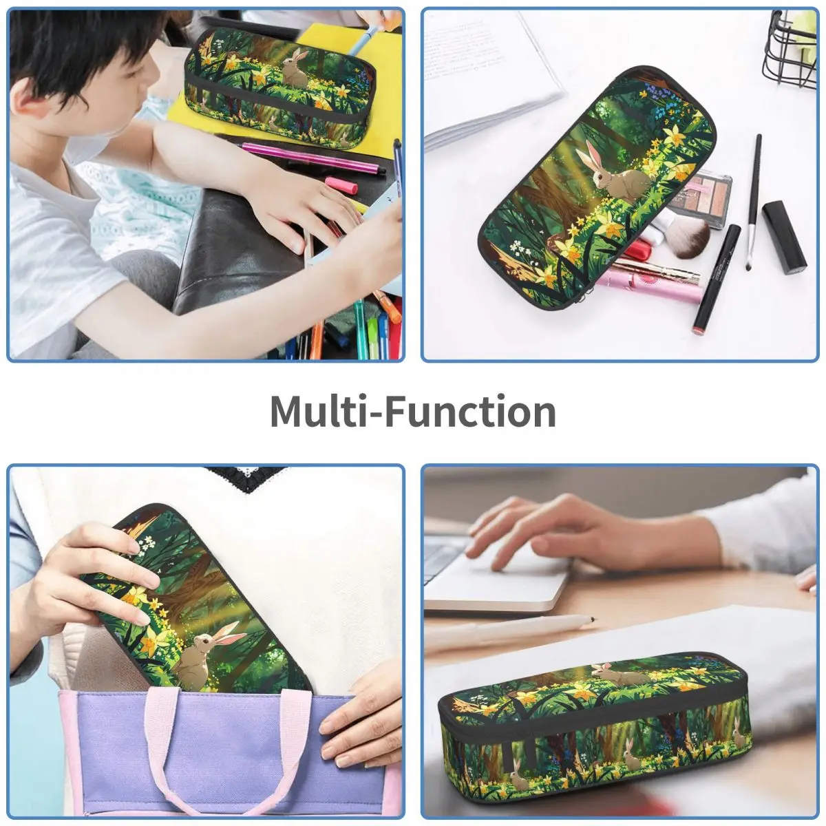 Rabbit In The Forest Anime Pencil Case for Studen School Pen Box Pencil Bag Stationery Supplies Pen Holder Bag