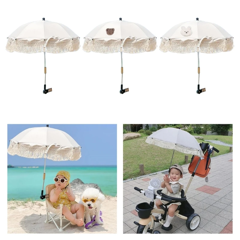 Outdoor Stroller Sun Shade Fringed Lace Umbrellas Beaches Sunscreen UV Protections Umbrella Kid Photography Props KXRE