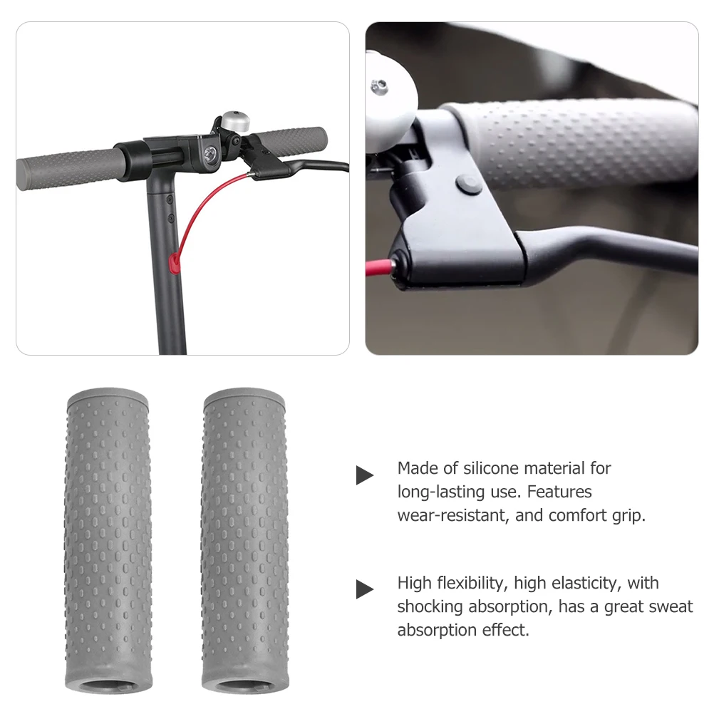 

2pcs Rubber Handle Cover Scooter Accessories Silica Gel Universal Grips Shockproof Anti-Slip Handlebar Covers Lightweight