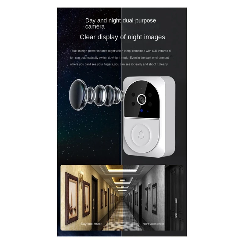 A16R-Smart Wireless Remote Video Doorbell With Chime,Home Intercom HD Night Vision Wifi Security Doorbell, Smart Doorbell Cam
