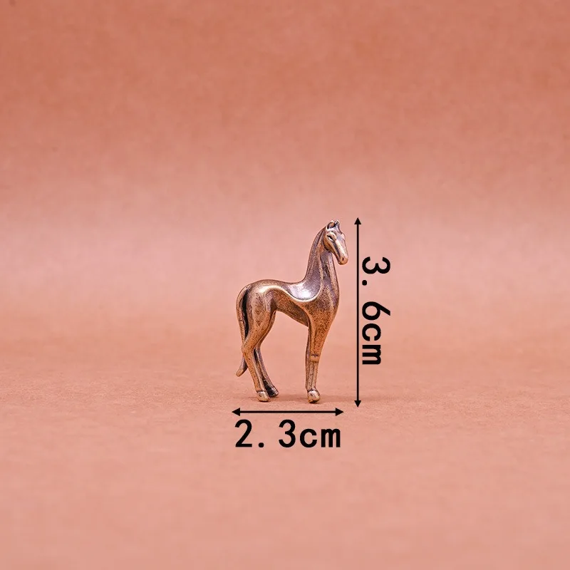 Pure Brass Pony Ornament Retro Style Home Decoration Accessory Desk Display Craft DIY Bonsai Landscape Copper Animal Figurines