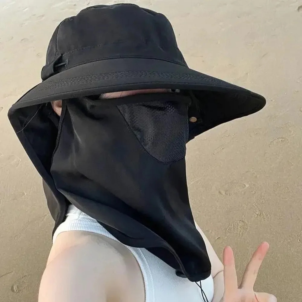 Breathable And UV Resistant Sun Hat With Face Mask And Neck Protector Suitable For Outdoor Fishing And Hiking Wide Brimmed Hat