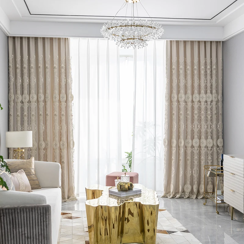 European French Simplicity Curtains for Iving Room Bedroom Luxury Blackout Study Floor Window Luxury Window Screen Customize
