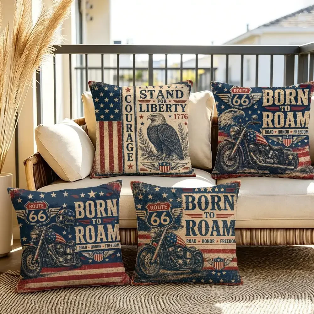 Patriotic Freedom Cushion Cover Soft Plush Throw Pillow Cover Double-Sided Decorative Cushion Case Sofa Bedroom Home Decor