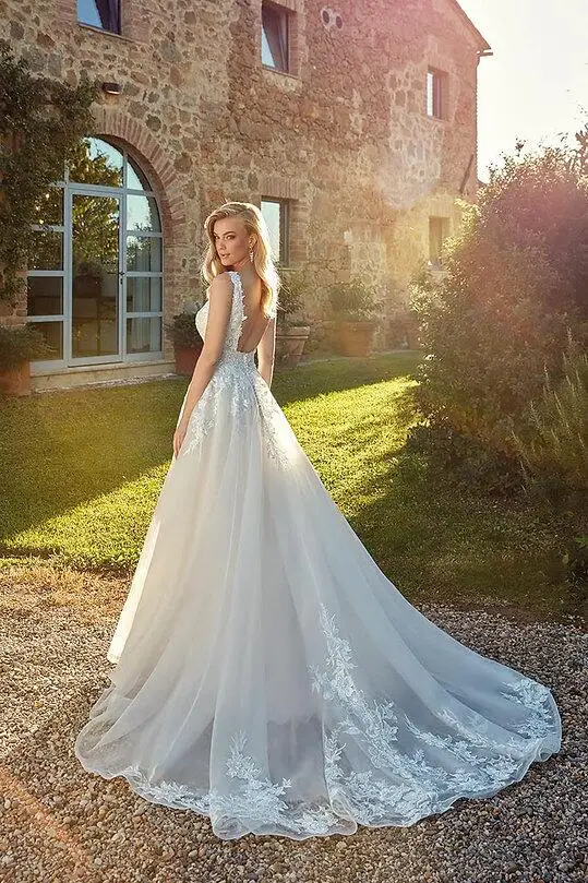 Roddrsya Vintage Vestidos de Novia A-Linie Brautkleider V-Ausschnitt Brautkleid Applikationen ärmel los für Frauen 2024 nach Maß