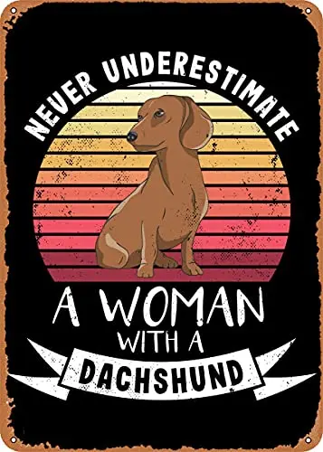 

Woman with a Dachshund Vintage Look Metal Sign Art Prints Retro Gift 8x12 Inch