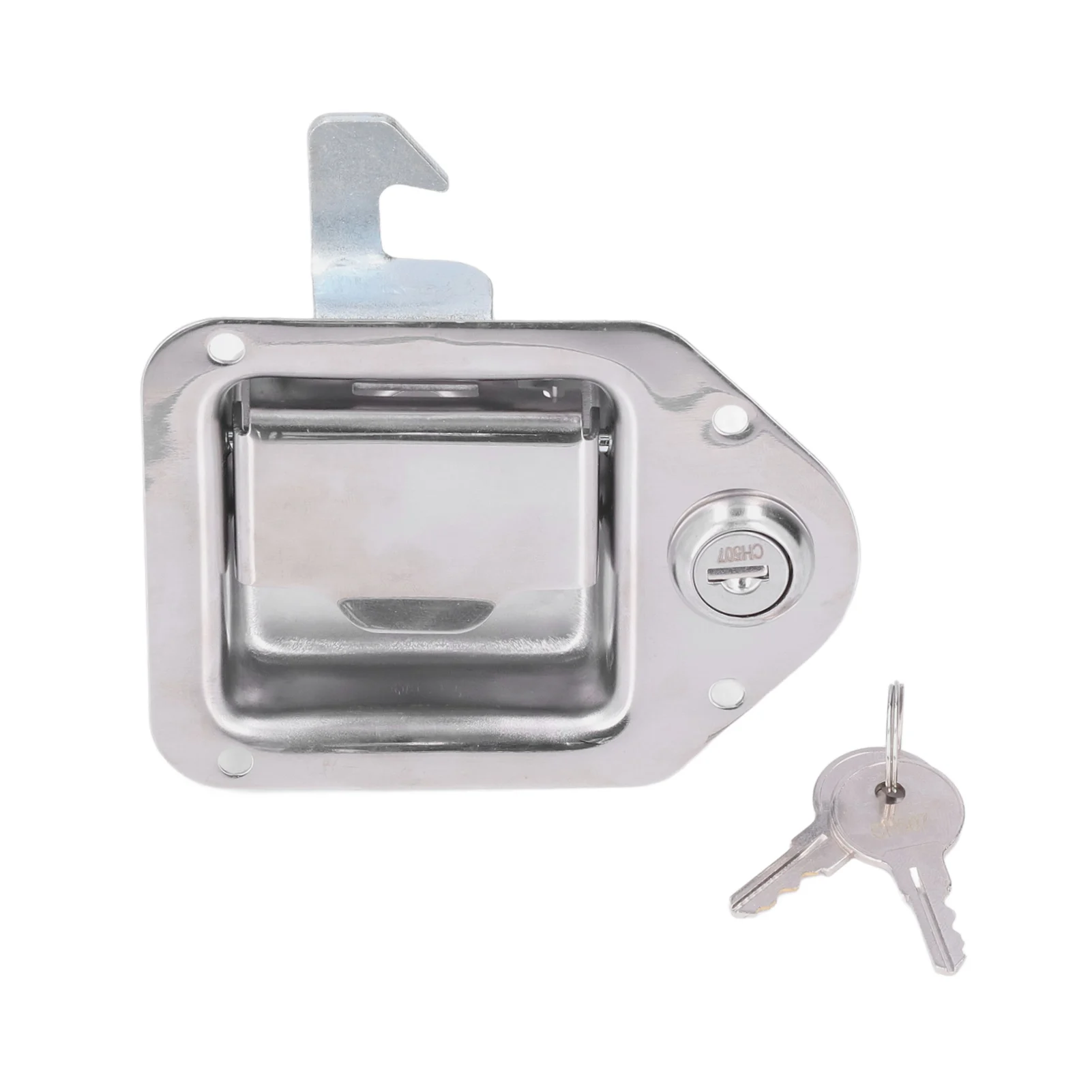 

Защелка для ящика для инструментов для автофургона Защелка для ящика для инструментов с 2 ключами Нержавеющая сталь 304 Серебряный замок для грузовика RV Прицеп ATV UTV