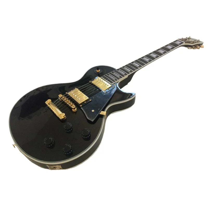 One piece LP black electric guitar with guaranteed quality and great feel, instrument can be customized