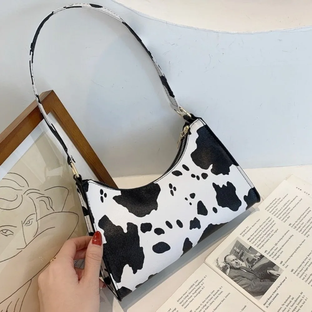 PU Leather Leopard Shoulder Bags Durable High Quality Underarm Handbags Convenient Soft Cow Pattern Armpit Purse Casual Outing
