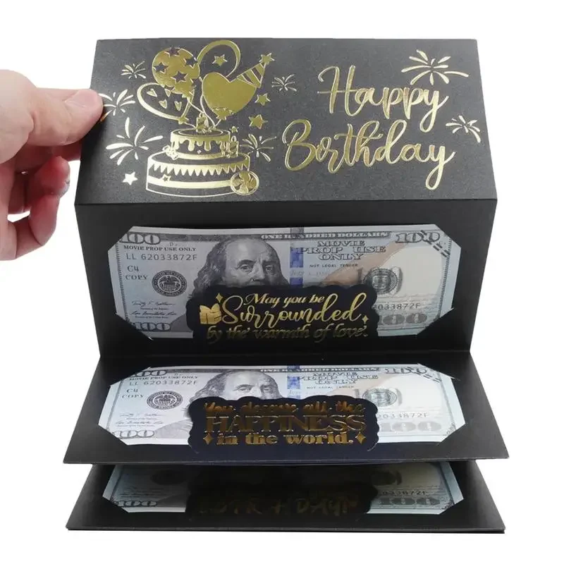 Geld-Geburtstagskarte, Geburtstags-Geldumschläge, zusammenklappbarer Geldhalter, Grußumschlag, kreative Geburtstags-Spardose für Kinder und Teenager