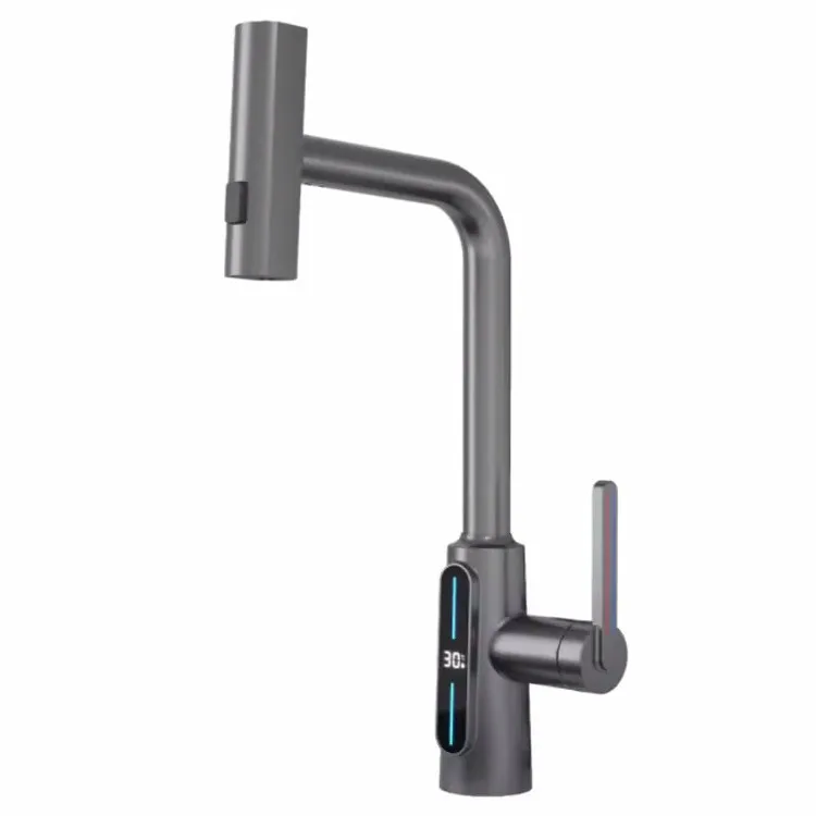 

Kitchen, pull-out, faucet, all copper, hot and cold, digital display, vegetable basin, sink, splash proof