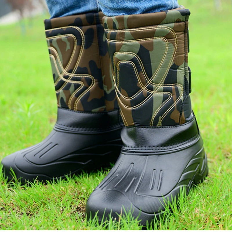 Winter men's plus size cotton shoes, cold resistant and warm snow boots, waterproof snow boots, fishing boots