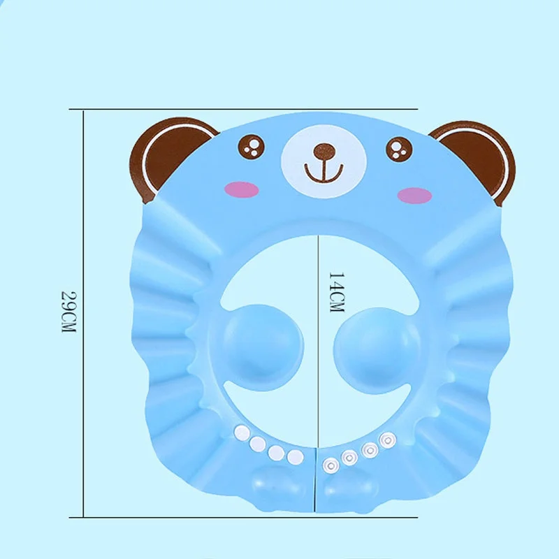 หมวกอาบน้ำเด็กแบบปรับได้พร้อมที่ป้องกันหู หมวกอาบน้ำสำหรับเด็กเล็ก เด็กวัยหัดเดิน อุปกรณ์เสริมสำหรับเวลาอาบน้ำ