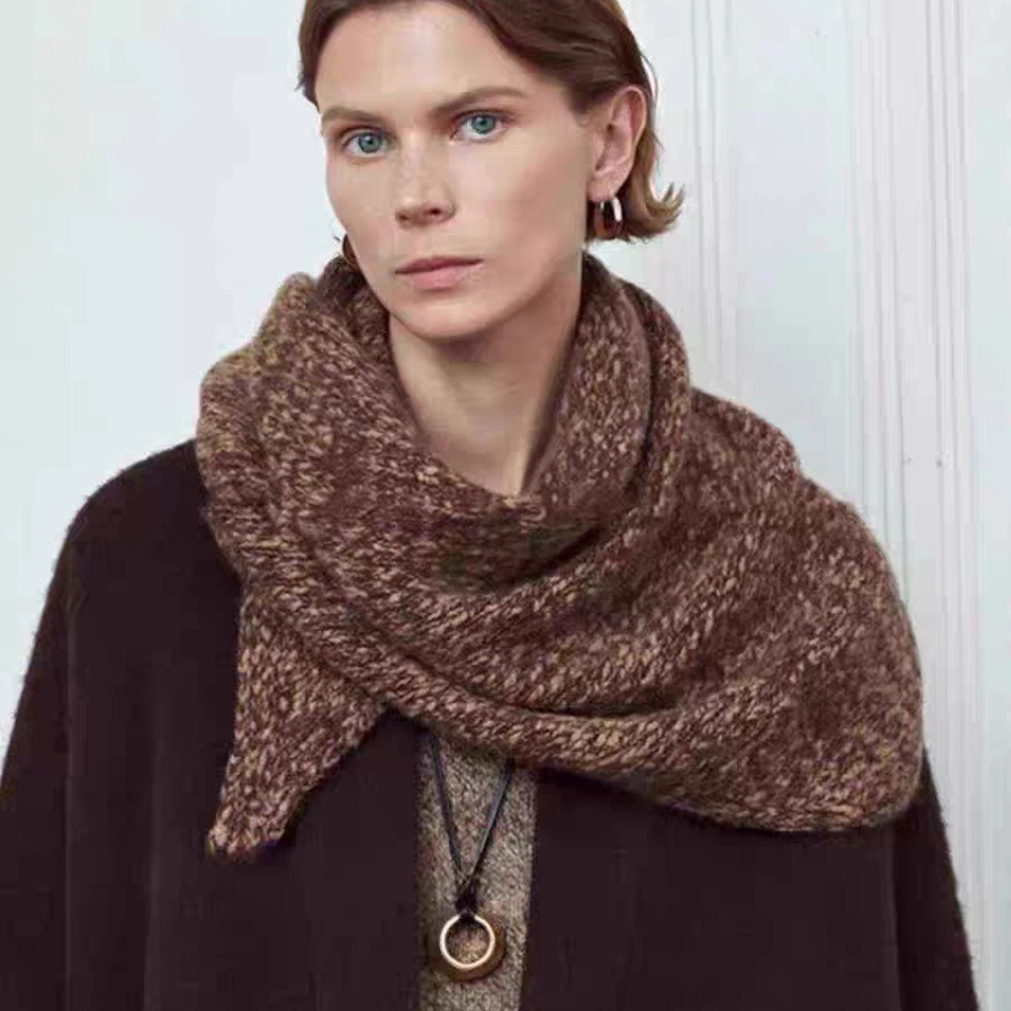 

Adult Unisex Shawl Poncho Sweater 100% Merino Wool Scarf For Women Men Autumn Winter Cloak Accessories Bohemia Versatile Coats