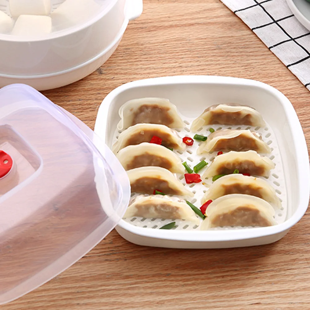 Microwave Steamer Versatile Food Steaming Plate Oven Dumplings Steamed Container Rice Fish Ovens Plastic Small Dish