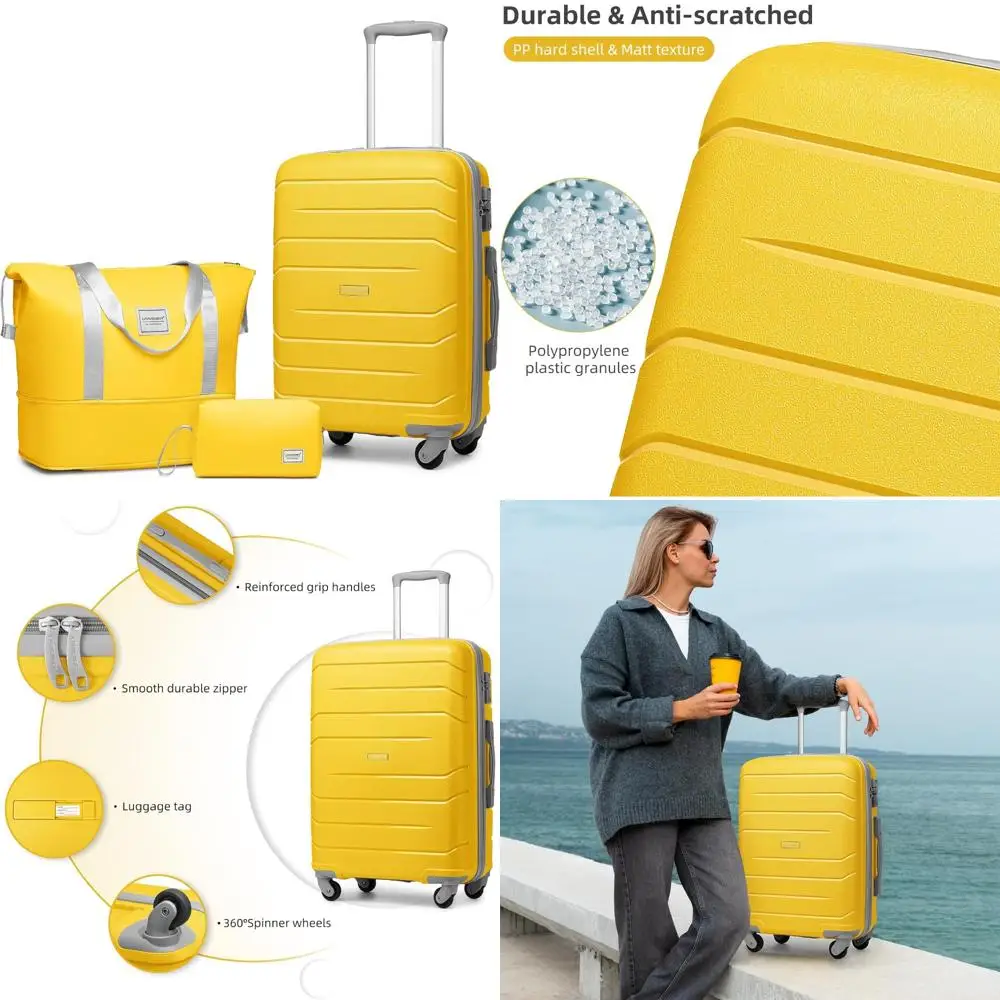 

Женский набор ручной клади из трех предметов с твердым корпусом, 20-дюймовый чемодан-спиннер, одобренный авиакомпанией, 22x14x9 дюймов, предметы первой необходимости для путешествий