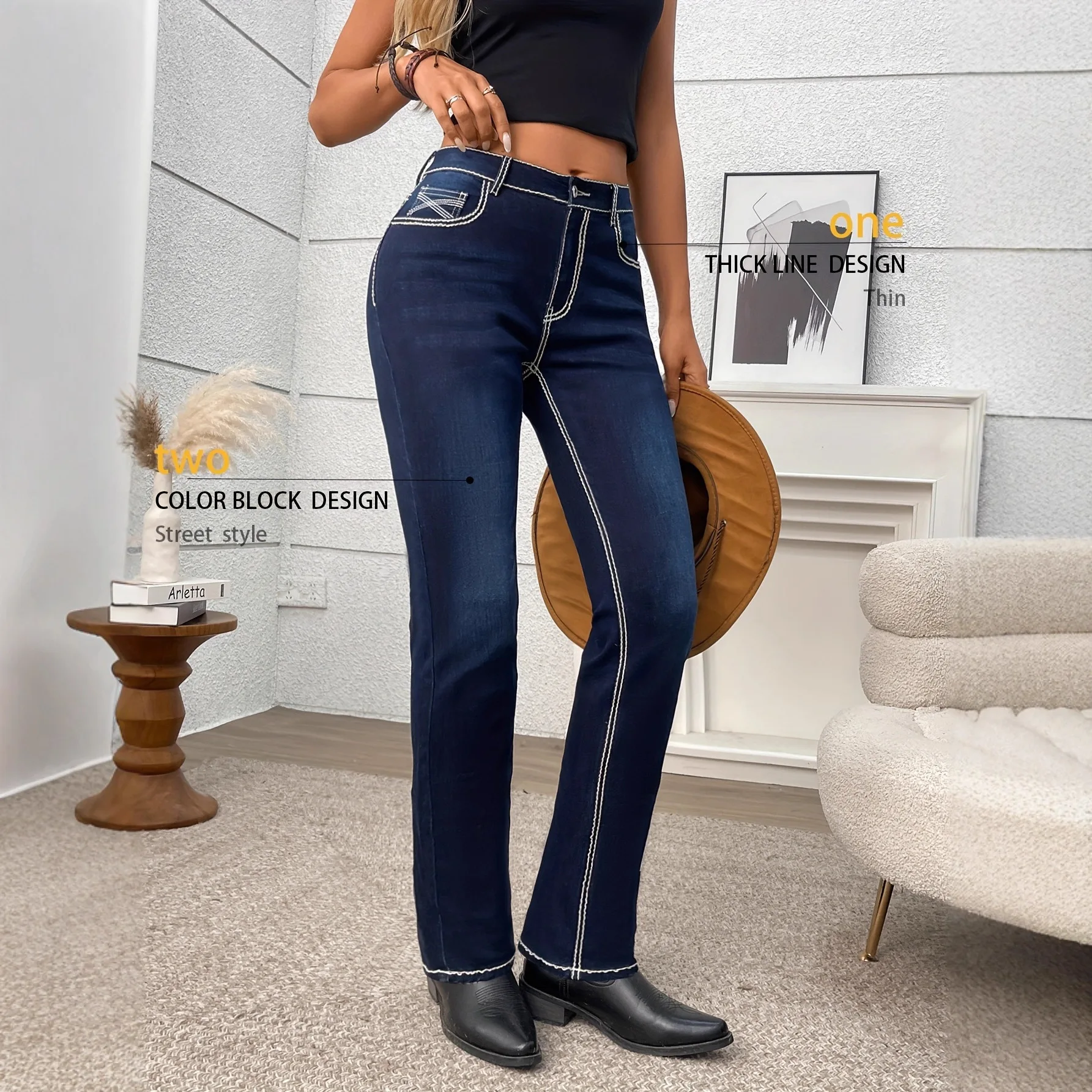 

Elegant Slimming Elastic Skinny Jeans for Women High Waist Cotton Stretch Denim Spring Autumn Fashion Trendy Girls Blue