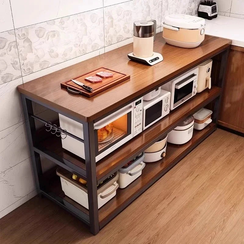 

Floor-to-ceiling vegetable cutting table, multi-layer workbench, storage shelves, household