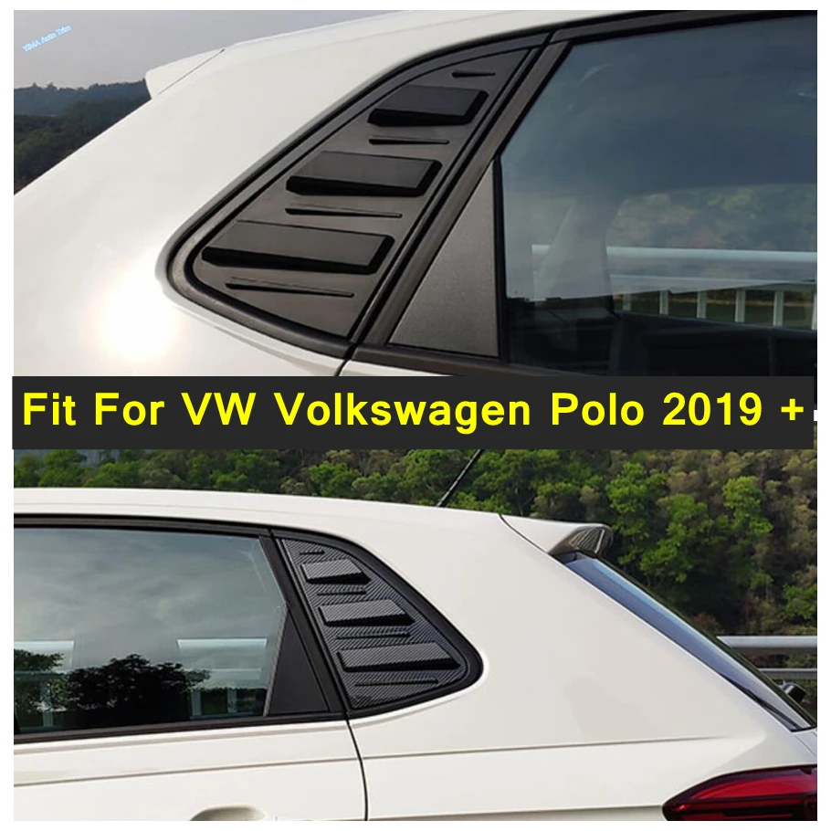 

Car Rear Window Louver Shutter Side Vent Cover Trim Fit For VW Volkswagen Polo 2019 - 2023 Carbon Fiber Look / Black Accessories