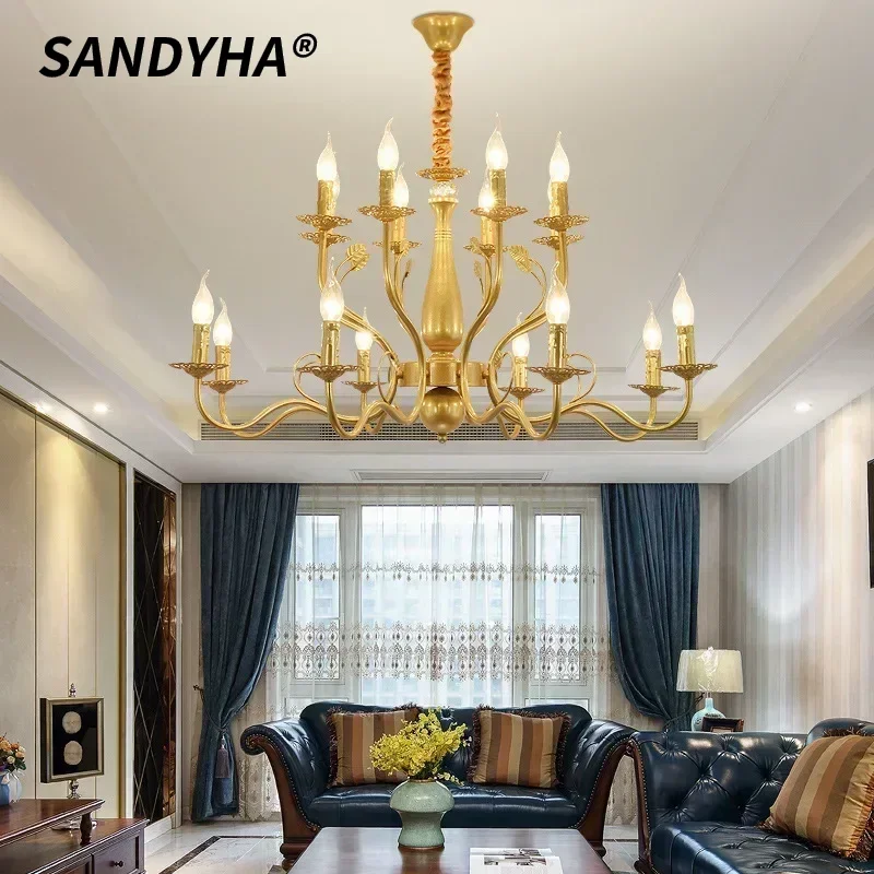 

SANDYHA Retro Branch Chandelier Forged Iron Candle LED Pendent Lamp Apply To Coffee Shop Bedroom Dining Room Parlor Lighting