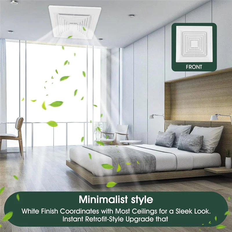 ABGH-12 X 12 In Bathroom Exhaust Fan Cover Square Ceiling Or Wall Mounted Exhaust Fan For Square Ceiling Or Wall-Mount Exhaust F