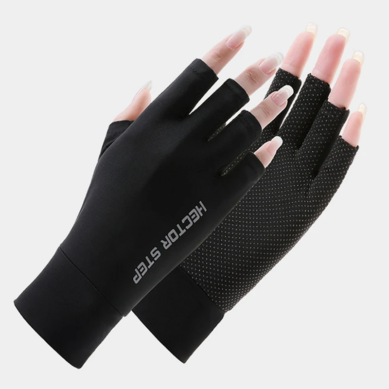 Sunmmer Half-Finger Men\'s Glove Comfortable Handguard Cool Feeling Sun Protection Anti-Slip Women Glove UV400 Outdoor Driving