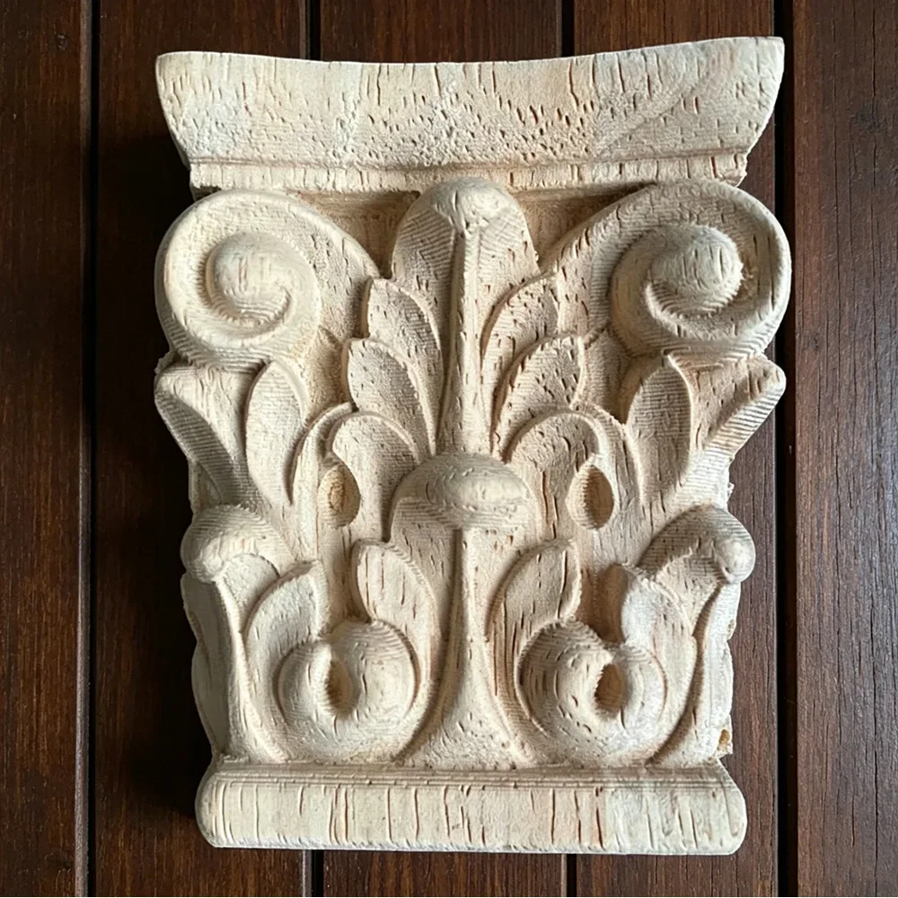 7cm Applique for Furniture Wood Figurines Moulding Decal Carved Wedding Decor Maison Accessories Stair Decoration Wood Onlay